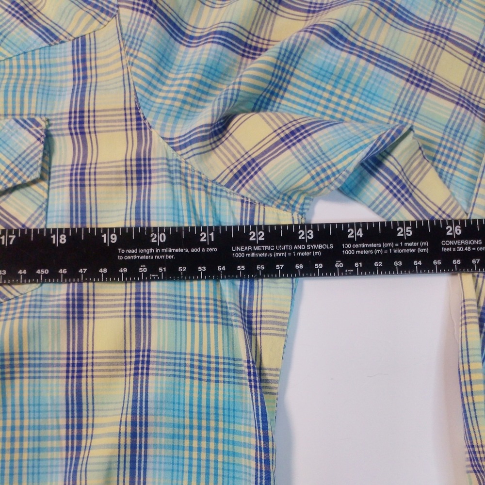 Rockies Vintage Western Shirt Women’s XL Blue Plaid Pearl Snap Coastal Cowgirl - Picture 6 of 12